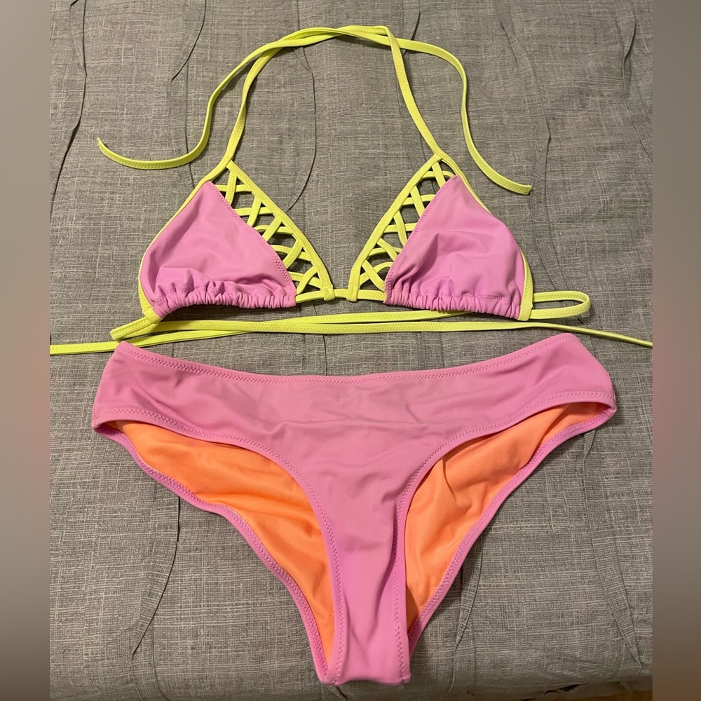 Victorias Secret Pink/Yellow String Bikini